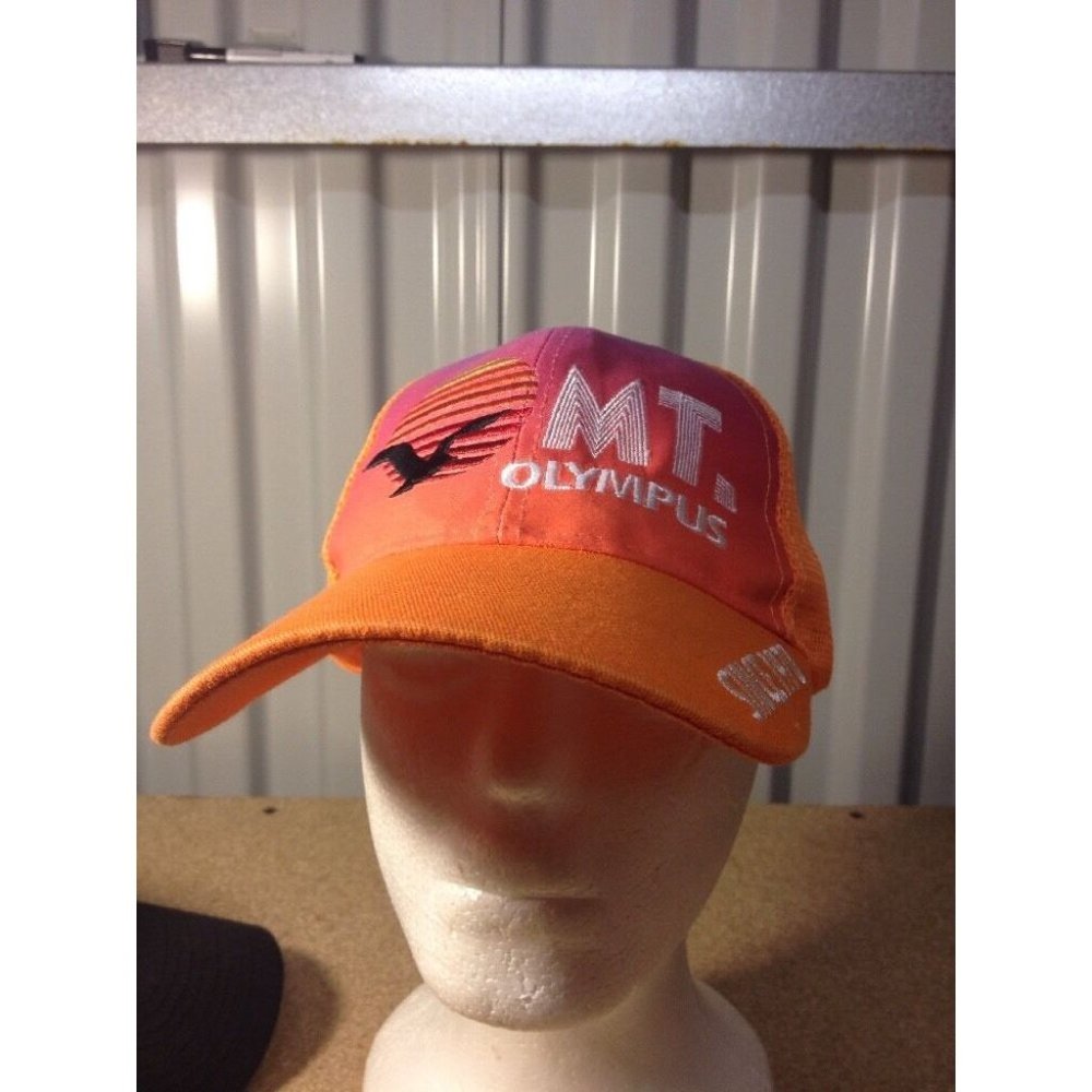 Vintage Orange Mt. Olympus Since 1970 SnapBack Ball Trucker Hat Cap Mesh